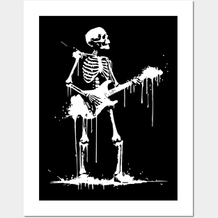 skeleton plays rock music Posters and Art